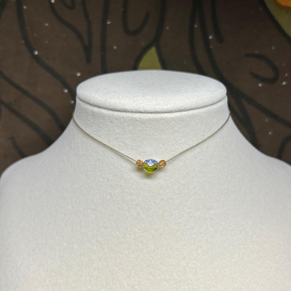 Olive AB czech glass boho chic earthy choker necklace earth tones adjustablecord
